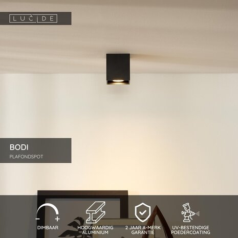 Lucide BODI - Deckenstrahler - 1xGU10 - Schwarz Lucide BODI - Deckenstrahler - 1xGU10 - Schwarz