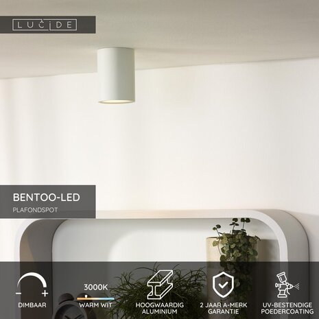 Lucide BENTOO-LED - Deckenstrahler - Ø 8 cm - LED Dimb. - GU10 - 1x5W 3000K - Weiß