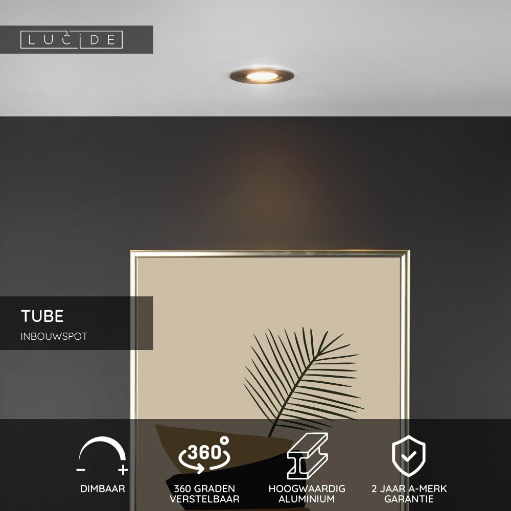Lucide TUBE - Downlight - Ø 9,2 cm - 1xGU10 - Mattchrom
