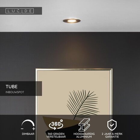 Lucide TUBE - Downlight - Ø 9,2 cm - 1xGU10 - Mattchrom