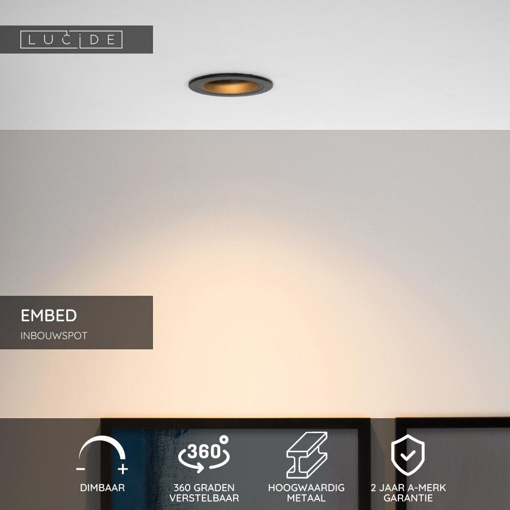 Lucide EMBED - Downlight - Ø 9,1 cm - 1xGU10 - Schwarz Lucide EMBED - Downlight - Ø 9,1 cm - 1xGU10 - Schwarz
