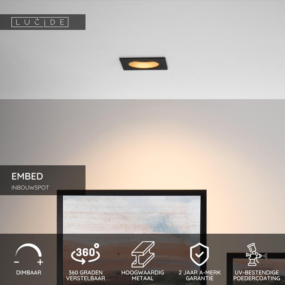 Lucide EMBED - Downlight - 1xGU10 - Schwarz