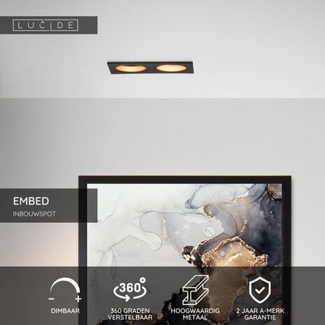 Lucide EMBED - Downlight - 2xGU10 - Schwarz