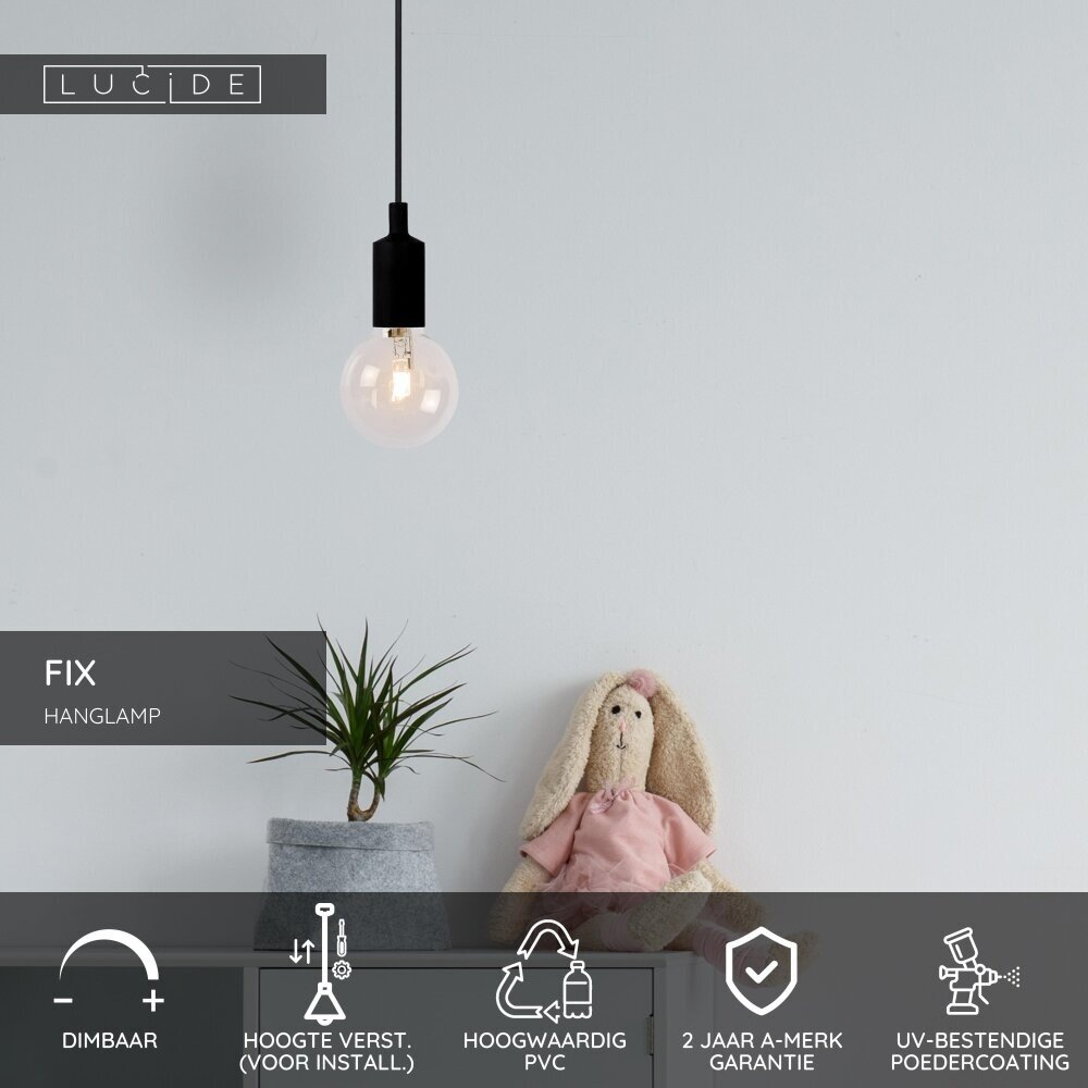 Lucide FIX - Hängeleuchte - Ø 10 cm - 1xE27 - Schwarz