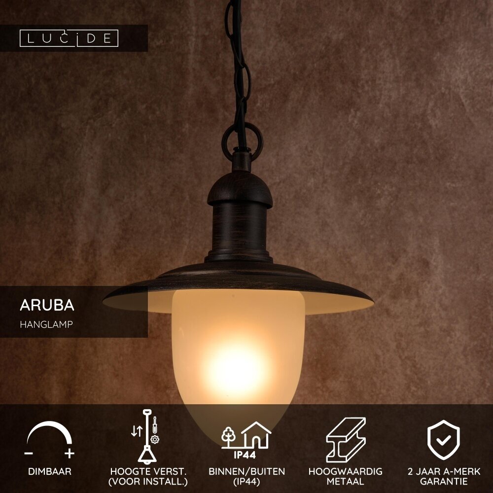 Lucide ARUBA - Hängeleuchte Innen/Außen - Ø 25 cm - 1xE27 - IP44 - Rostbraun Lucide ARUBA - Hängeleuchte Innen/Außen - Ø 25 cm - 1xE27 - IP44 - Rostbraun