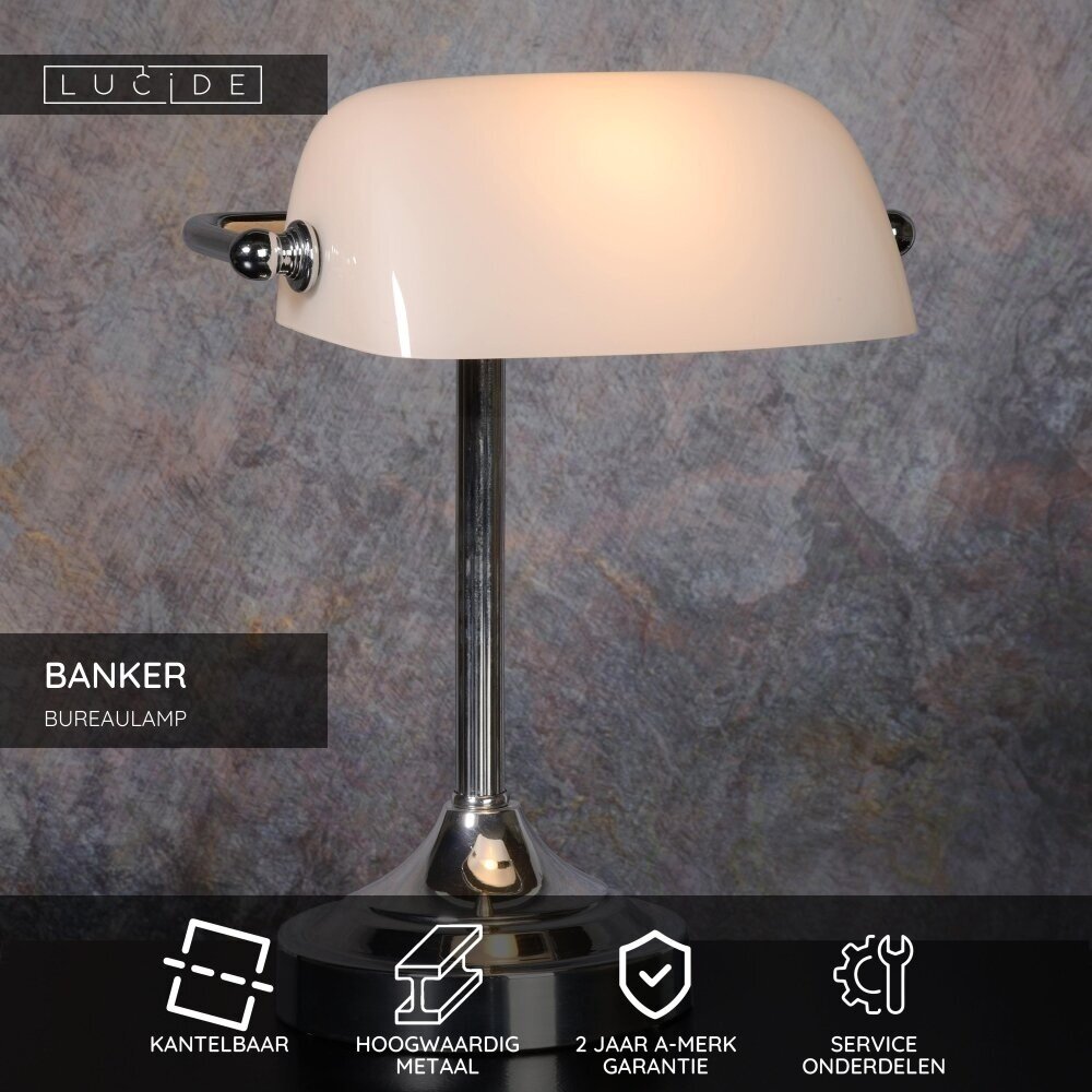 Lucide BANKER - Schreibtischlampe - 1xE14 - Chrom Lucide BANKER - Schreibtischlampe - 1xE14 - Chrom