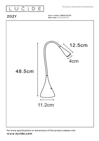 Lucide ZOZY - Schreibtischlampe - LED Dimb. - 1x4W 3000K - Schwarz Lucide ZOZY - Schreibtischlampe - LED Dimb. - 1x4W 3000K - Schwarz