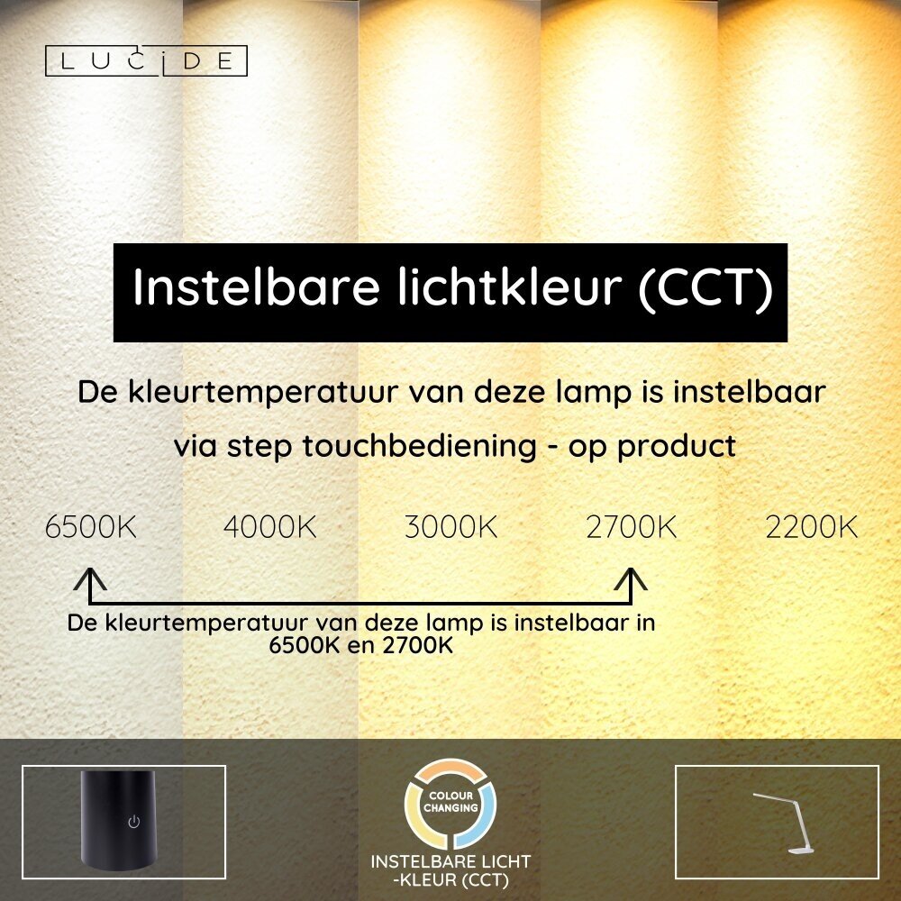 Lucide VARIO LED - Schreibtischlampe - LED Dim to warm - 1x8W 2700K/6500K - Weiß Lucide VARIO LED - Schreibtischlampe - LED Dim to warm - 1x8W 2700K/6500K - Weiß
