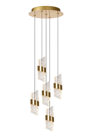 Lucide KLIGANDE - Hängeleuchte - Ø 30 cm - LED Dimb. - 5x8W 2700K - Mattes Gold / Messing Lucide KLIGANDE - Hängeleuchte - Ø 30 cm - LED Dimb. - 5x8W 2700K - Mattes Gold / Messing