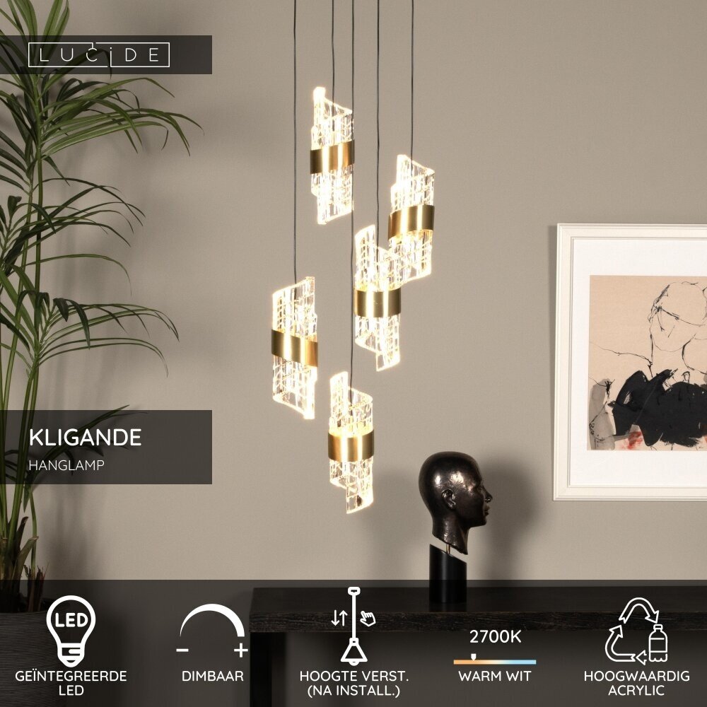 Lucide KLIGANDE - Hängeleuchte - Ø 30 cm - LED Dimb. - 5x8W 2700K - Mattes Gold / Messing Lucide KLIGANDE - Hängeleuchte - Ø 30 cm - LED Dimb. - 5x8W 2700K - Mattes Gold / Messing