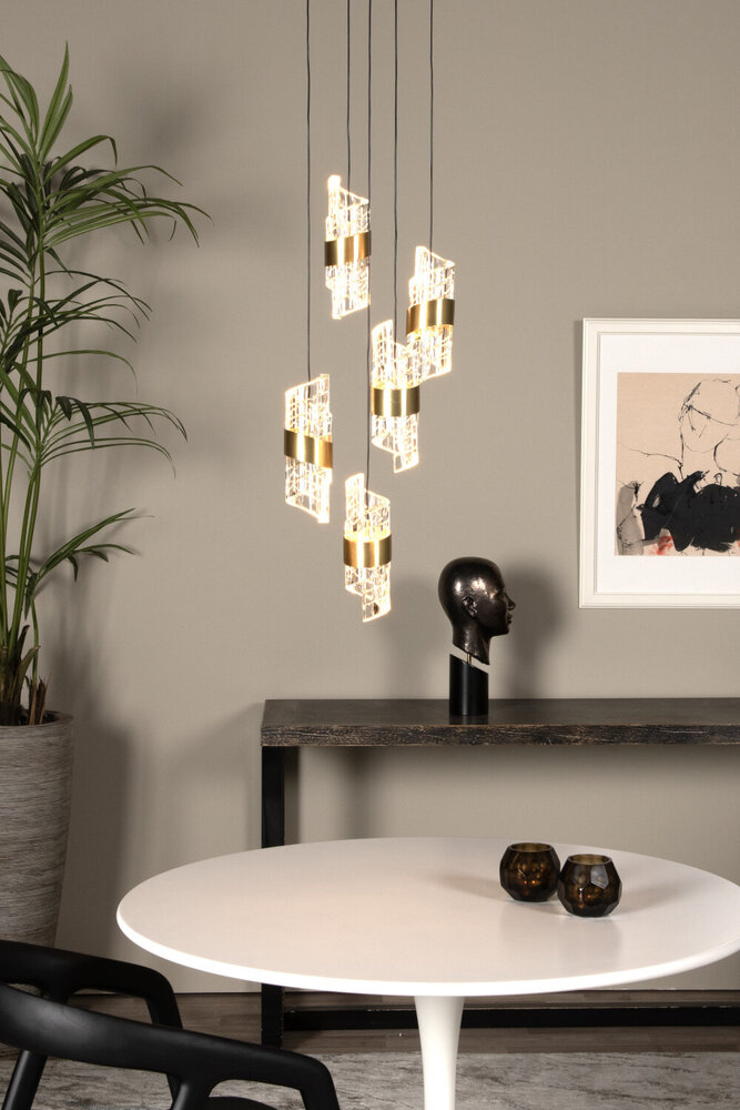 Lucide KLIGANDE - Hängeleuchte - Ø 30 cm - LED Dimb. - 5x8W 2700K - Mattes Gold / Messing Lucide KLIGANDE - Hängeleuchte - Ø 30 cm - LED Dimb. - 5x8W 2700K - Mattes Gold / Messing