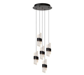Lucide KLIGANDE - Hängeleuchte - Ø 30 cm - LED Dimb. - 5x8W 2700K - Schwarz