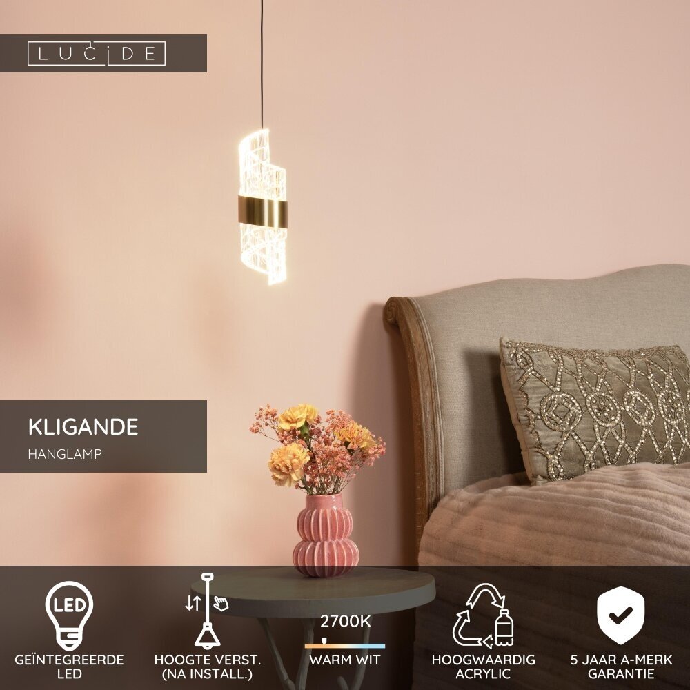 Lucide KLIGANDE - Pendelleuchte - Ø 13 cm - LED - 1x9W 2700K - Mattes Gold / Messing