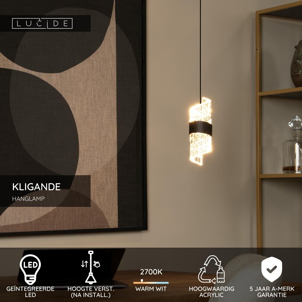 Lucide KLIGANDE - Hängeleuchte - Ø 13 cm - LED - 1x9W 2700K - Schwarz