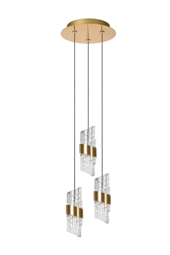 Lucide KLIGANDE - Hängeleuchte - Ø 25 cm - LED Dimb. - 3x8W 2700K - Mattes Gold / Messing