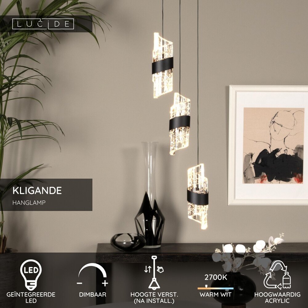 Lucide KLIGANDE - Hängeleuchte - Ø 25 cm - LED Dimb. - 3x8W 2700K - Schwarz Lucide KLIGANDE - Hängeleuchte - Ø 25 cm - LED Dimb. - 3x8W 2700K - Schwarz