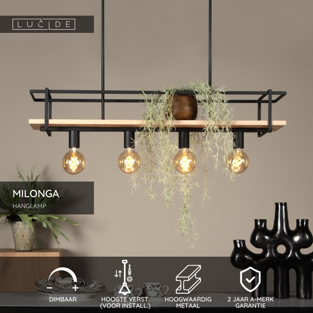 Lucide MILONGA - Hängeleuchte - 4xE27 - Schwarz Lucide MILONGA - Hängeleuchte - 4xE27 - Schwarz