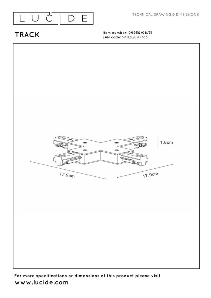 Lucide TRACK X Kupplung - 1-Phasen-Schienensystem / Schienenbeleuchtung - Weiß (Verlängerung) Lucide TRACK X Kupplung - 1-Phasen-Schienensystem / Schienenbeleuchtung - Weiß (Verlängerung)