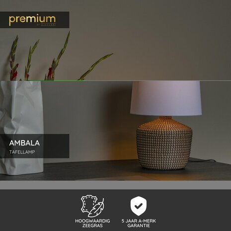 Lucide Premium AMBALA - Tischleuchte - Ø 45 cm - 1xE27 - Natur