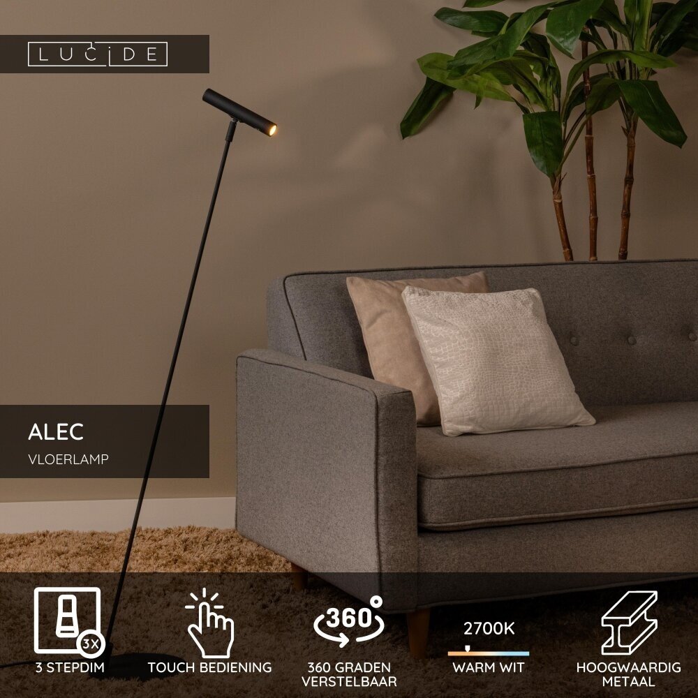 Lucide ALEC - Stehleuchte - LED - G9 - 1x3W 2700K - Inklusive austauschbarer Ringe - Schwarz