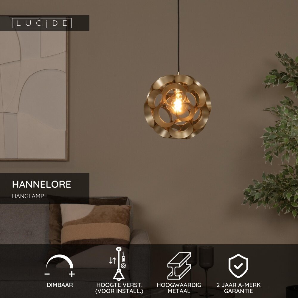Lucide HANNELORE - Hängeleuchte - Ø 30 cm - 1xE27 - Matt Gold / Messing
