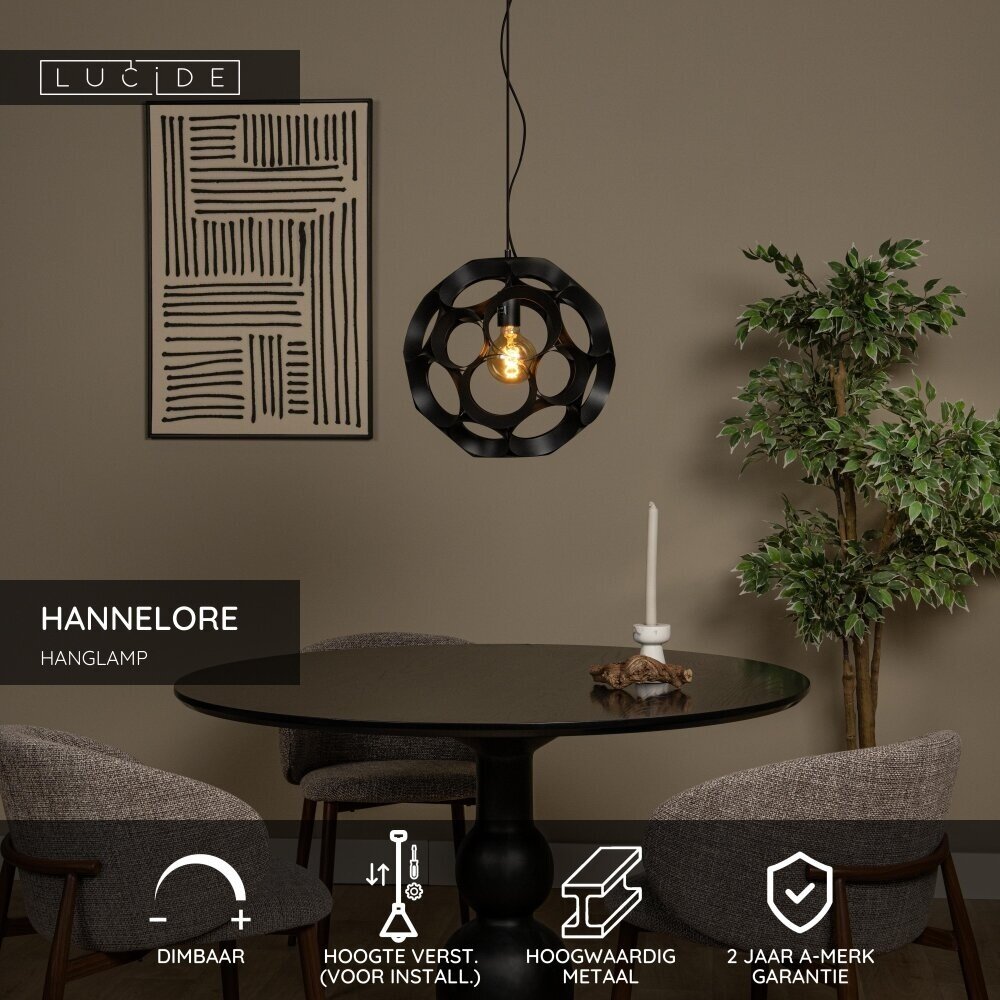 Lucide HANNELORE - Hängeleuchte - Ø 40 cm - 1xE27 - Schwarz