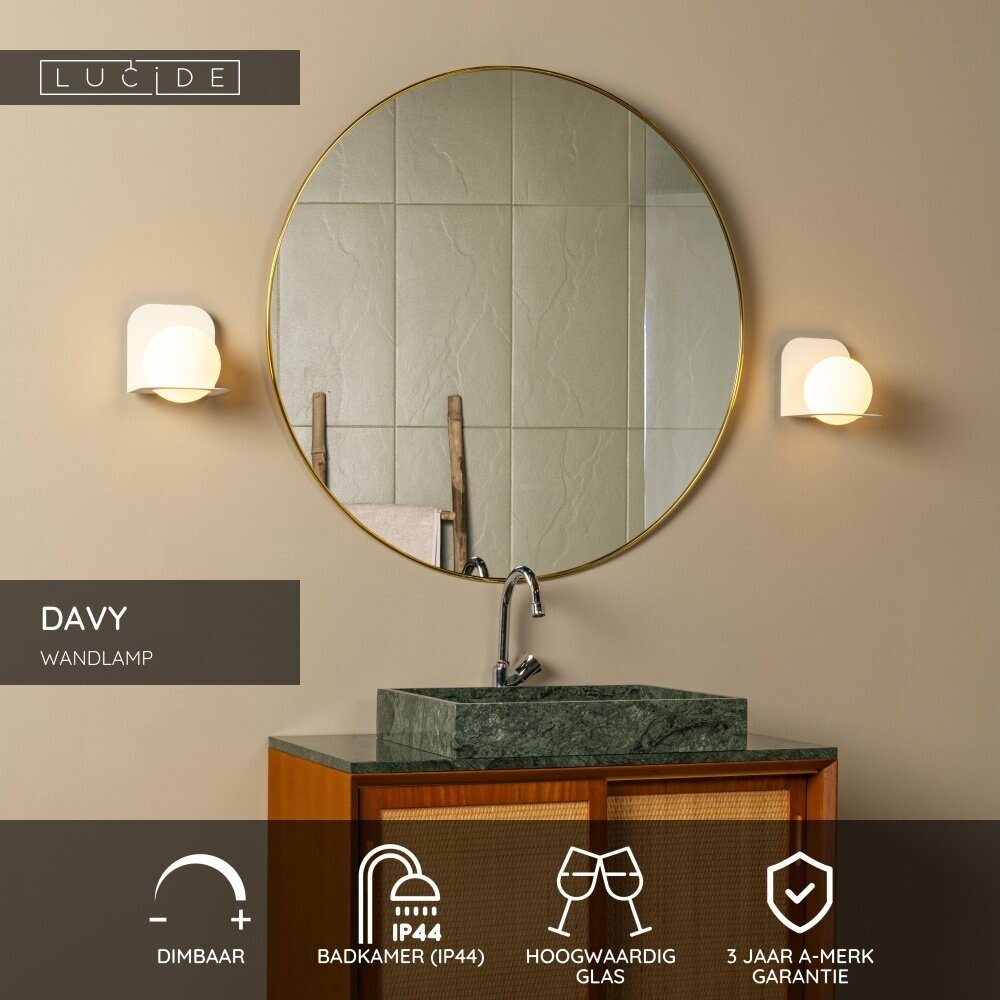 Lucide DAVY - Wandleuchte Bad - 1xG9 - IP44 - Weiß