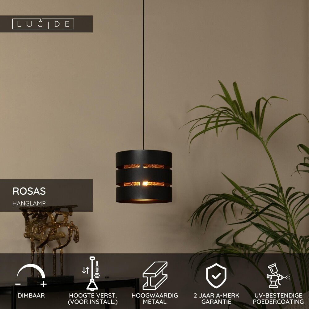 Lucide ROSAS - Hängeleuchte - Ø 26 cm - 1xE27 - Schwarz Lucide ROSAS - Hängeleuchte - Ø 26 cm - 1xE27 - Schwarz