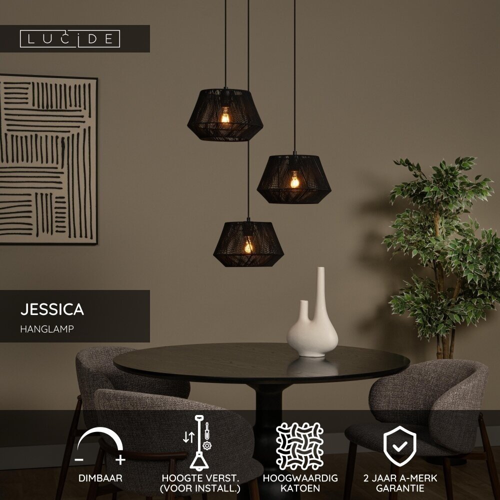 Lucide JESSICA - Hängeleuchte - Ø 35,5 cm - 3xE27 - Schwarz