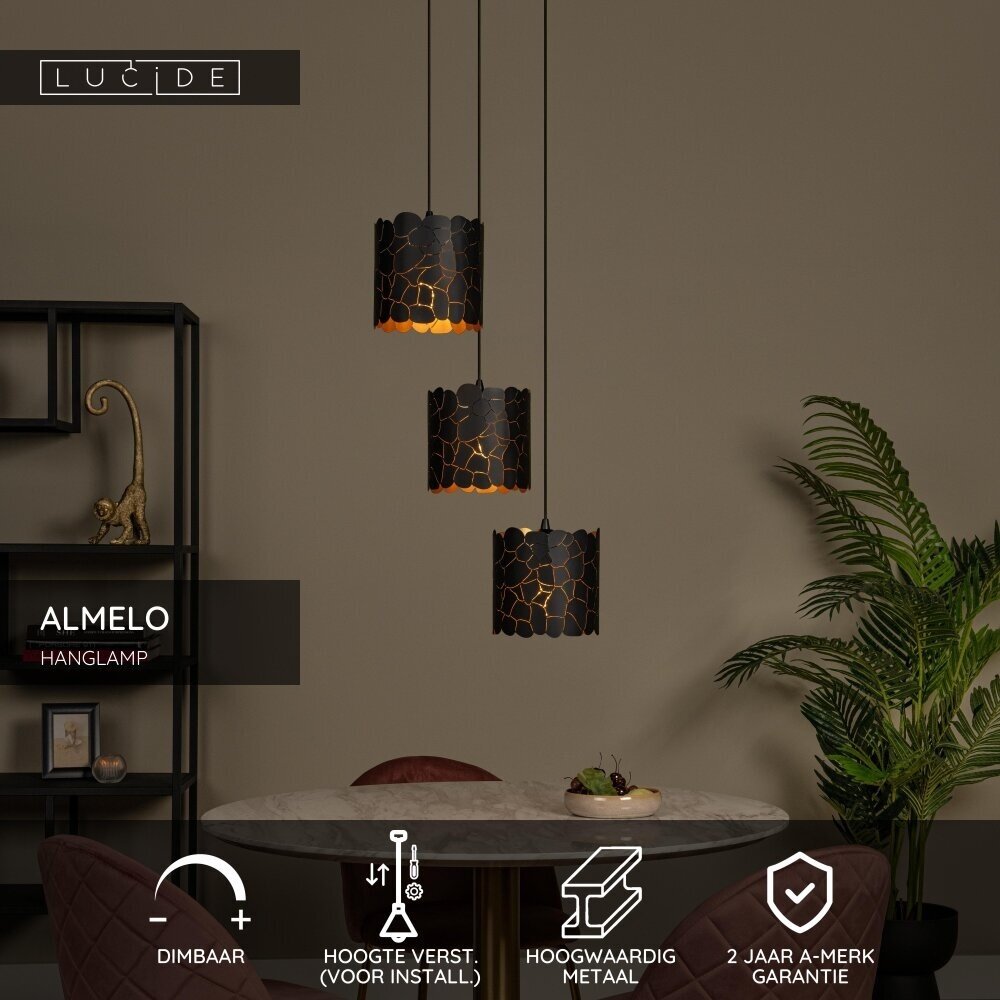 Lucide ALMELO - Hängeleuchte - 3xE27 - Schwarz