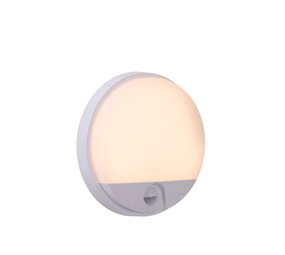 Lucide HUPS IR - Wandleuchte Innen/Außen - Ø 21 cm - LED - 1x10W 3000K - IP54 - Bewegungs- & Tag/Nachtsensor - Weiß