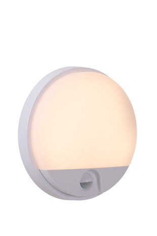 Lucide HUPS IR - Wandleuchte Innen/Außen - Ø 21 cm - LED - 1x10W 3000K - IP54 - Bewegungs- & Tag/Nachtsensor - Weiß