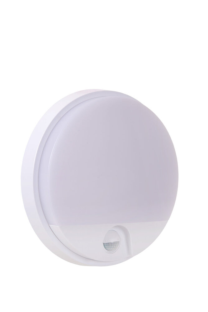 Lucide HUPS IR - Wandleuchte Innen/Außen - Ø 21 cm - LED - 1x10W 3000K - IP54 - Bewegungs- & Tag/Nachtsensor - Weiß