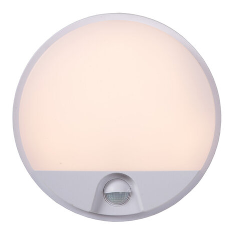 Lucide HUPS IR - Wandleuchte Innen/Außen - Ø 21 cm - LED - 1x10W 3000K - IP54 - Bewegungs- & Tag/Nachtsensor - Weiß