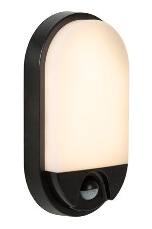 Lucide HUPS IR - Wandleuchte Innen/Außen - LED - 1x10W 3000K - IP54 - Bewegungs- & Tag/Nachtsensor - Schwarz