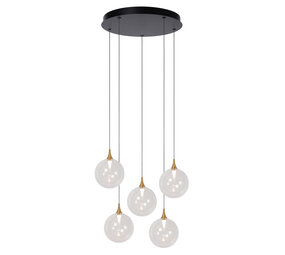 Lucide Premium GISELA - Hängeleuchte - Ø 48 cm - LED Dimb. - 5x3,8W 2700K - Transparent