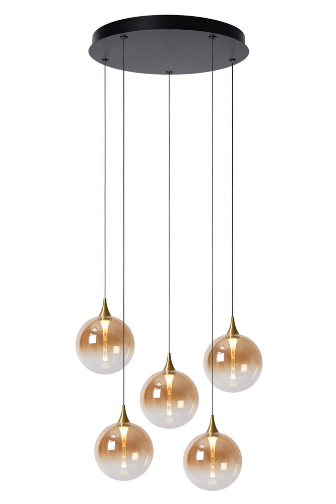 Lucide Premium GISELA - Hängeleuchte - Ø 48 cm - LED Dimb. - 5x3,8W 2700K - Bernstein