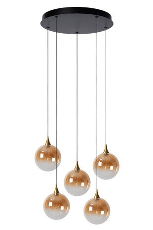 Lucide Premium GISELA - Hängeleuchte - Ø 48 cm - LED Dimb. - 5x3,8W 2700K - Bernstein