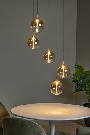 Lucide Premium GISELA - Hängeleuchte - Ø 48 cm - LED Dimb. - 5x3,8W 2700K - Bernstein