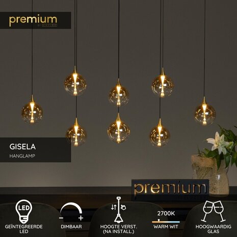 Lucide Premium GISELA - Hängeleuchte - LED Dimb. - 8x3,9W 2700K - Bernstein Lucide Premium GISELA - Hängeleuchte - LED Dimb. - 8x3,9W 2700K - Bernstein