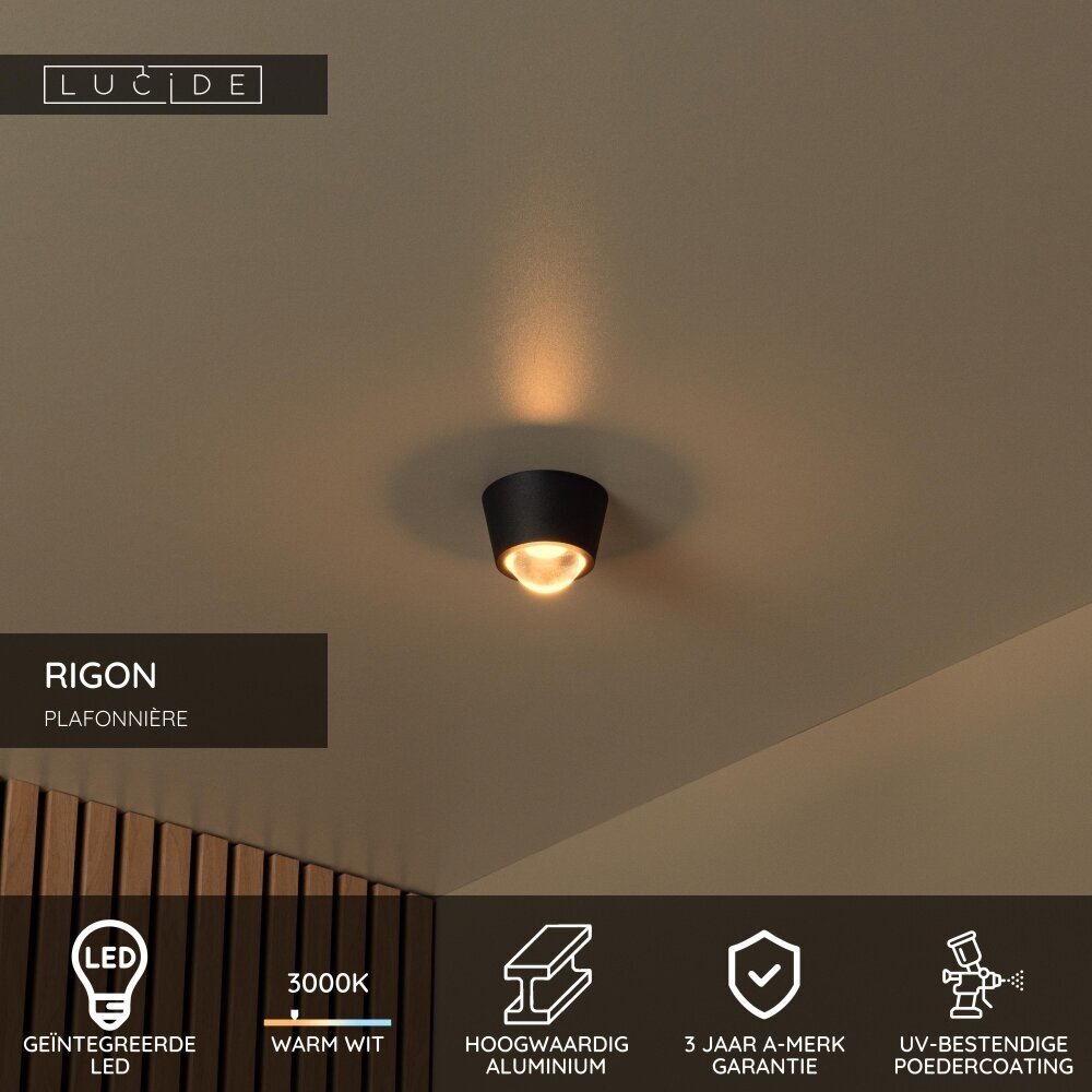 Lucide RIGON - Deckenleuchte - Ø 9 cm - LED - 1x6W 3000K - Schwarz Lucide RIGON - Deckenleuchte - Ø 9 cm - LED - 1x6W 3000K - Schwarz