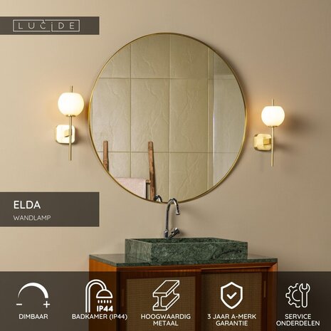 Lucide ELDA - Wandleuchte Badezimmer - 1xG9 - IP44 - Mattes Gold / Messing Lucide ELDA - Wandleuchte Badezimmer - 1xG9 - IP44 - Mattes Gold / Messing