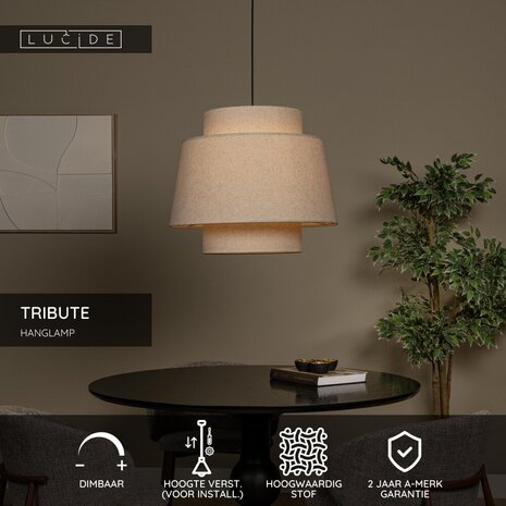 Lucide TRIBUTE - Hängeleuchte - Ø 60 cm - 1xE27 - Beige Lucide TRIBUTE - Hängeleuchte - Ø 60 cm - 1xE27 - Beige