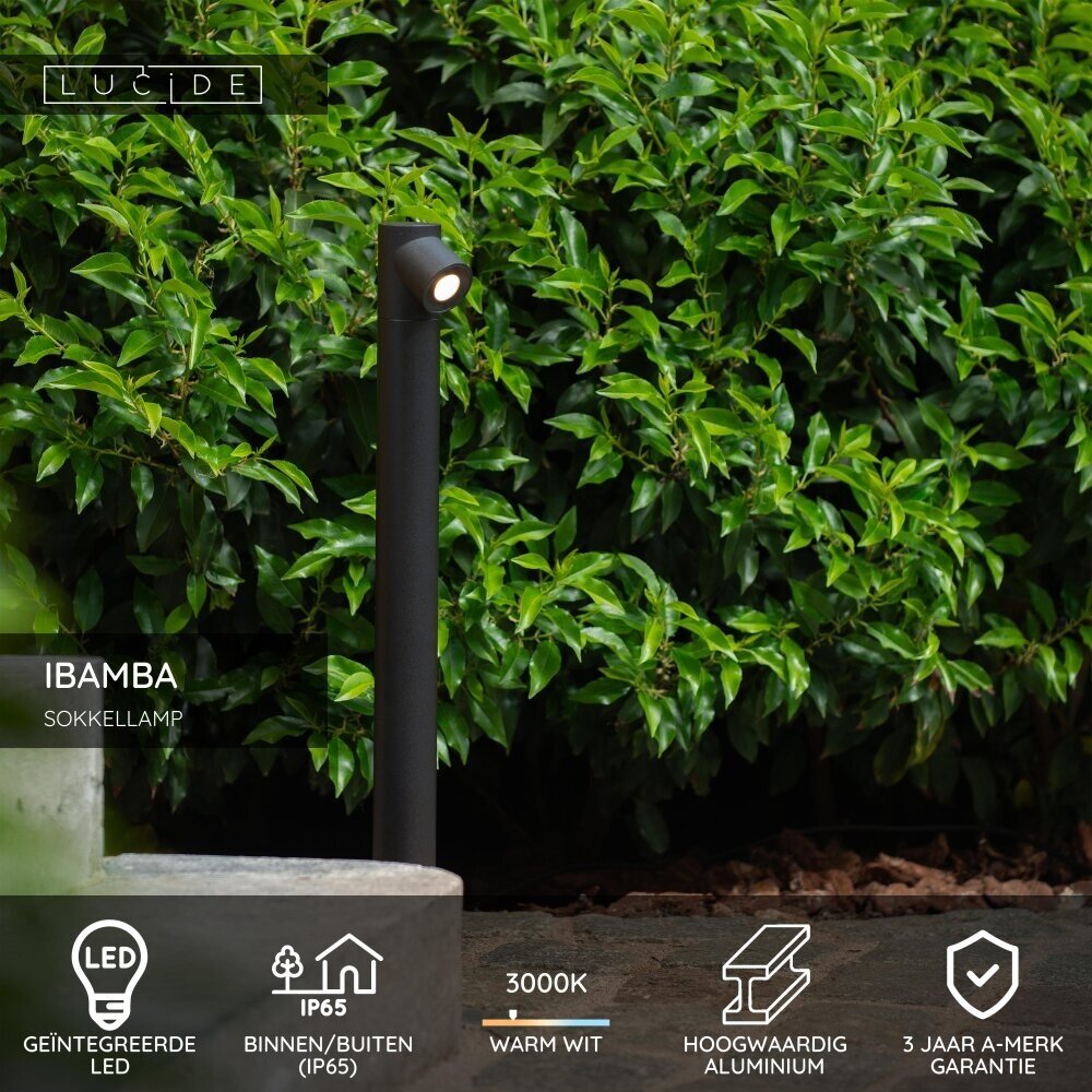 Lucide IBAMBA - Sockellampe - LED - 1x6W 3000K - IP65 - Schwarz