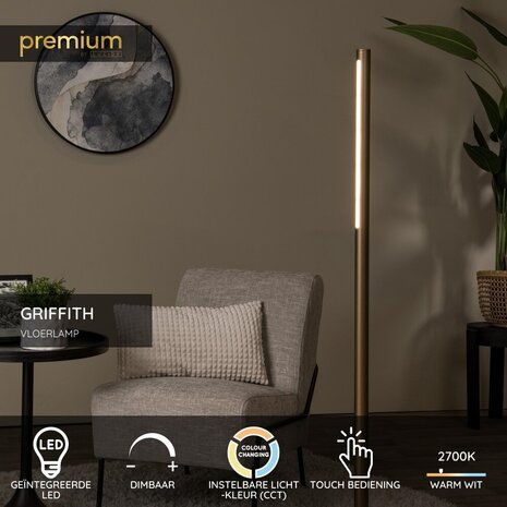 Lucide Premium GRIFFITH - Stehleuchte - Ø 21 cm - LED Dimb. - CCT - 1x18W 2700K/4000K - Bronze Lucide Premium GRIFFITH - Stehleuchte - Ø 21 cm - LED Dimb. - CCT - 1x18W 2700K/4000K - Bronze