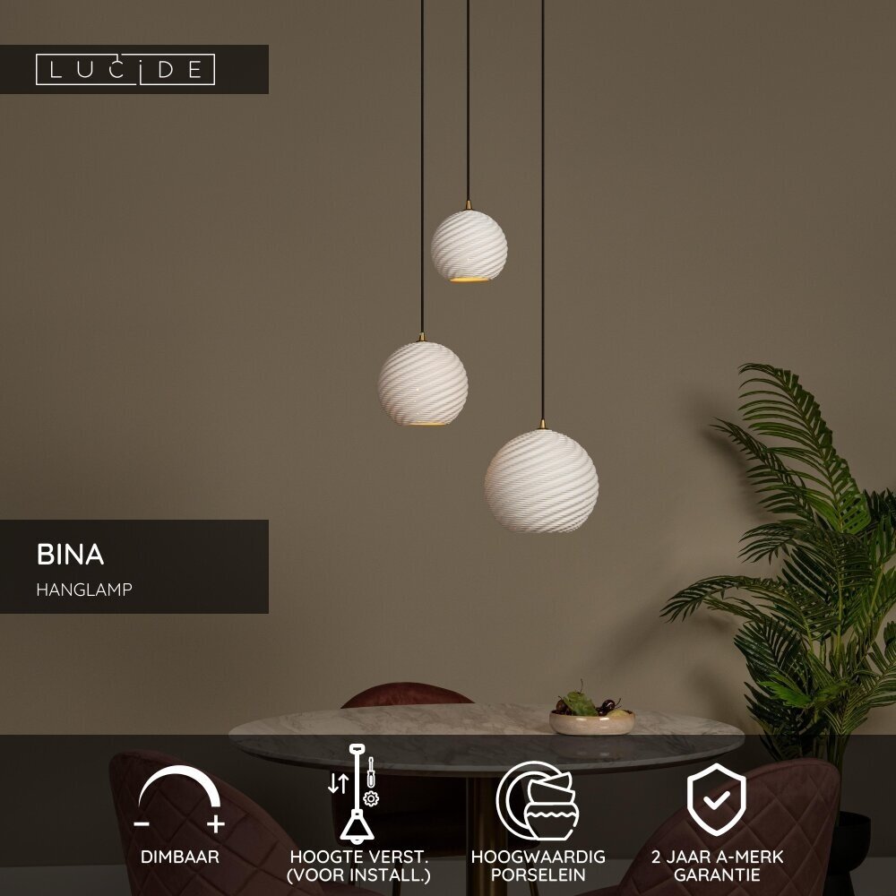 Lucide BINA - Hängeleuchte - Ø 40 cm - 3xE27 - Weiß