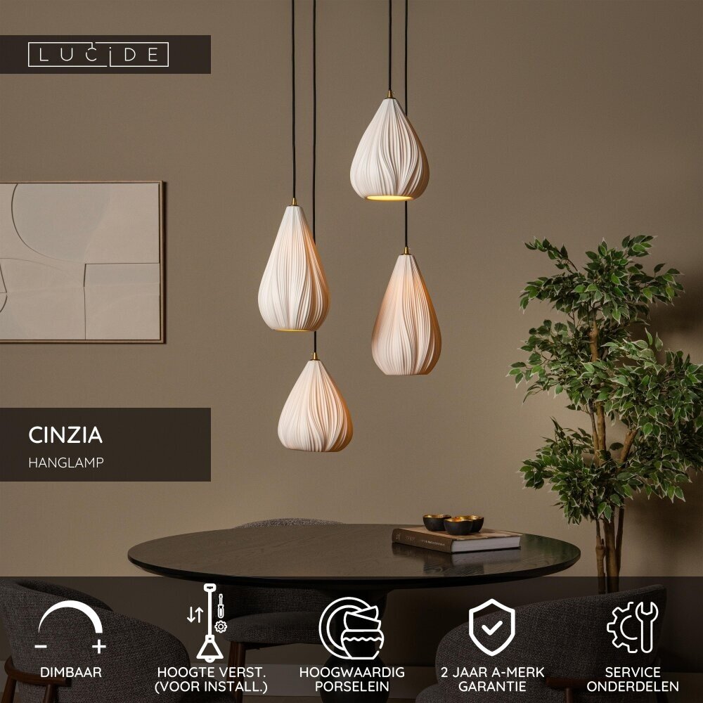 Lucide CINZIA - Hängeleuchte - Ø 55,5 cm - 4xE27 - Weiß