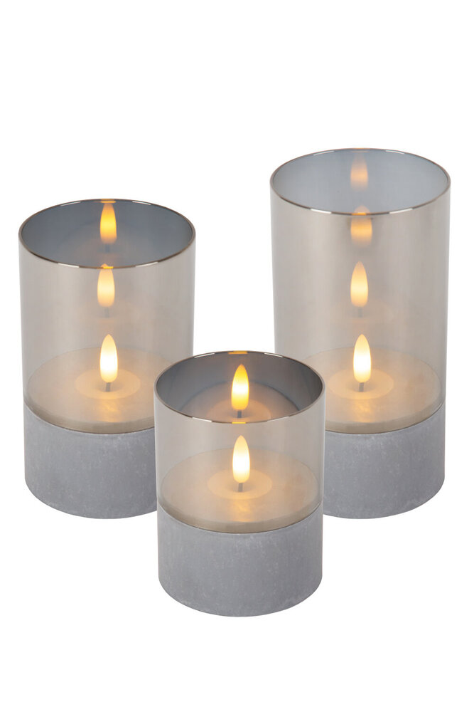 Lucide VELAS - Tischleuchte - Batterien - Ø 8 cm - LED - 3x0,2W 2700K - Fumé - 3er Set