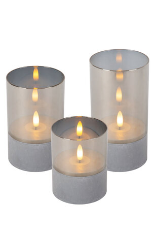 Lucide VELAS - Tischleuchte - Batterien - Ø 8 cm - LED - 3x0,2W 2700K - Fumé - 3er Set