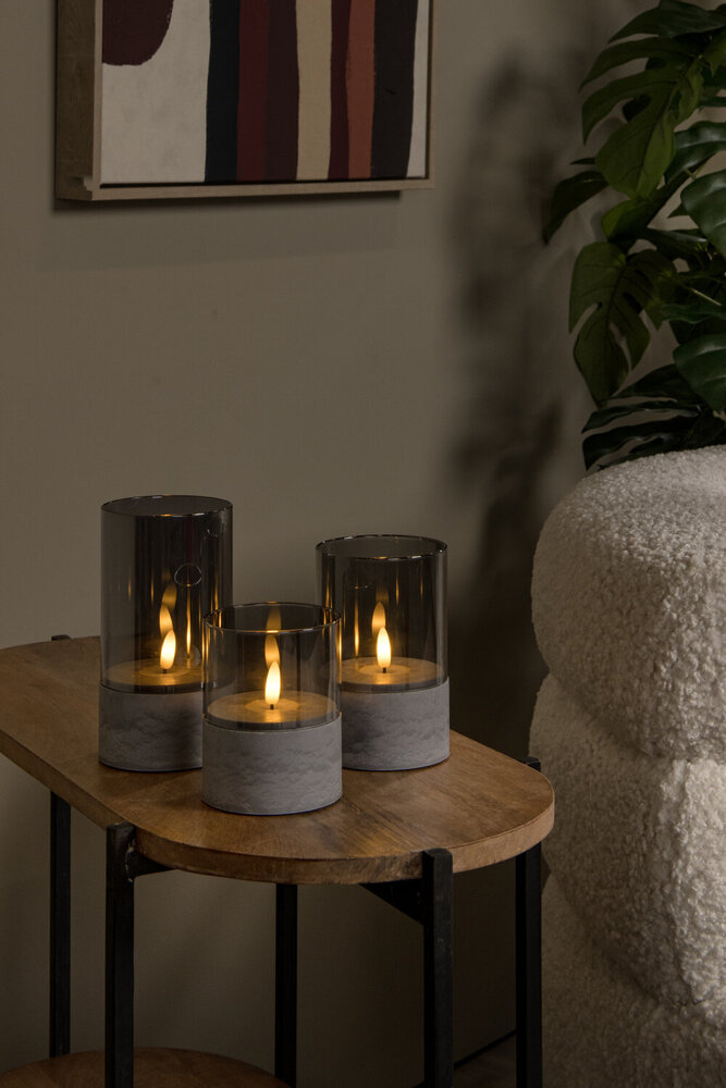 Lucide VELAS - Tischleuchte - Batterien - Ø 8 cm - LED - 3x0,2W 2700K - Fumé - 3er Set